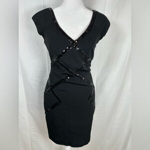 Laundry by Shelli Segal Black Sequin Bodycon Mini Dress Women’s Size 2